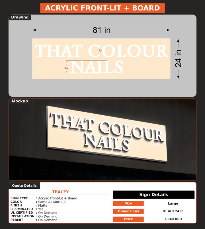 CUSTOM MOCKUP SIGN FOR Tracey