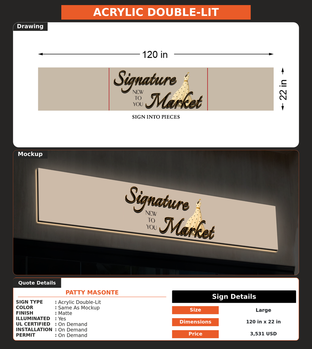 CUSTOM MOCKUP SIGN FOR Patty Masonte