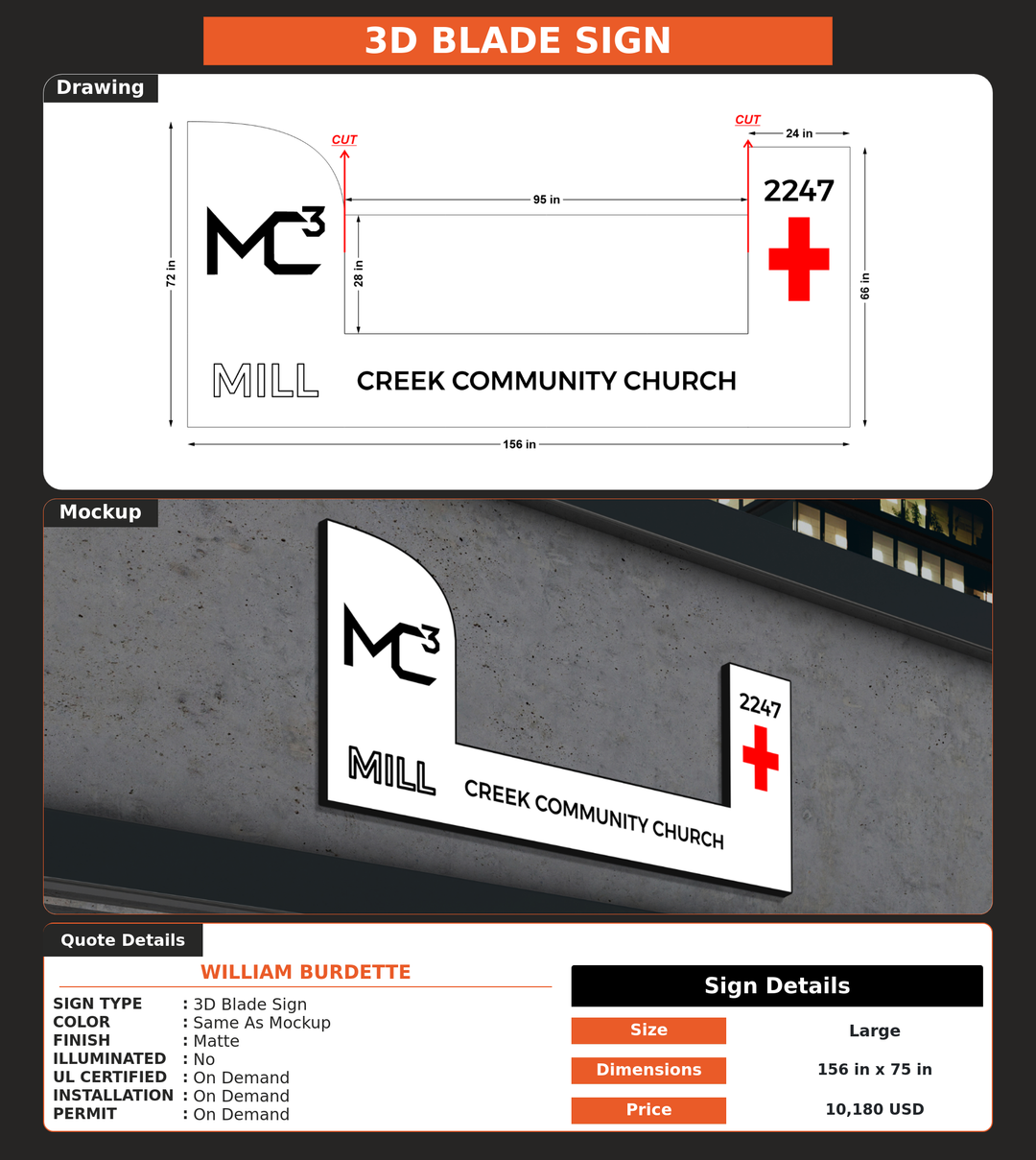 CUSTOM MOCKUP SIGN FOR William Burdette