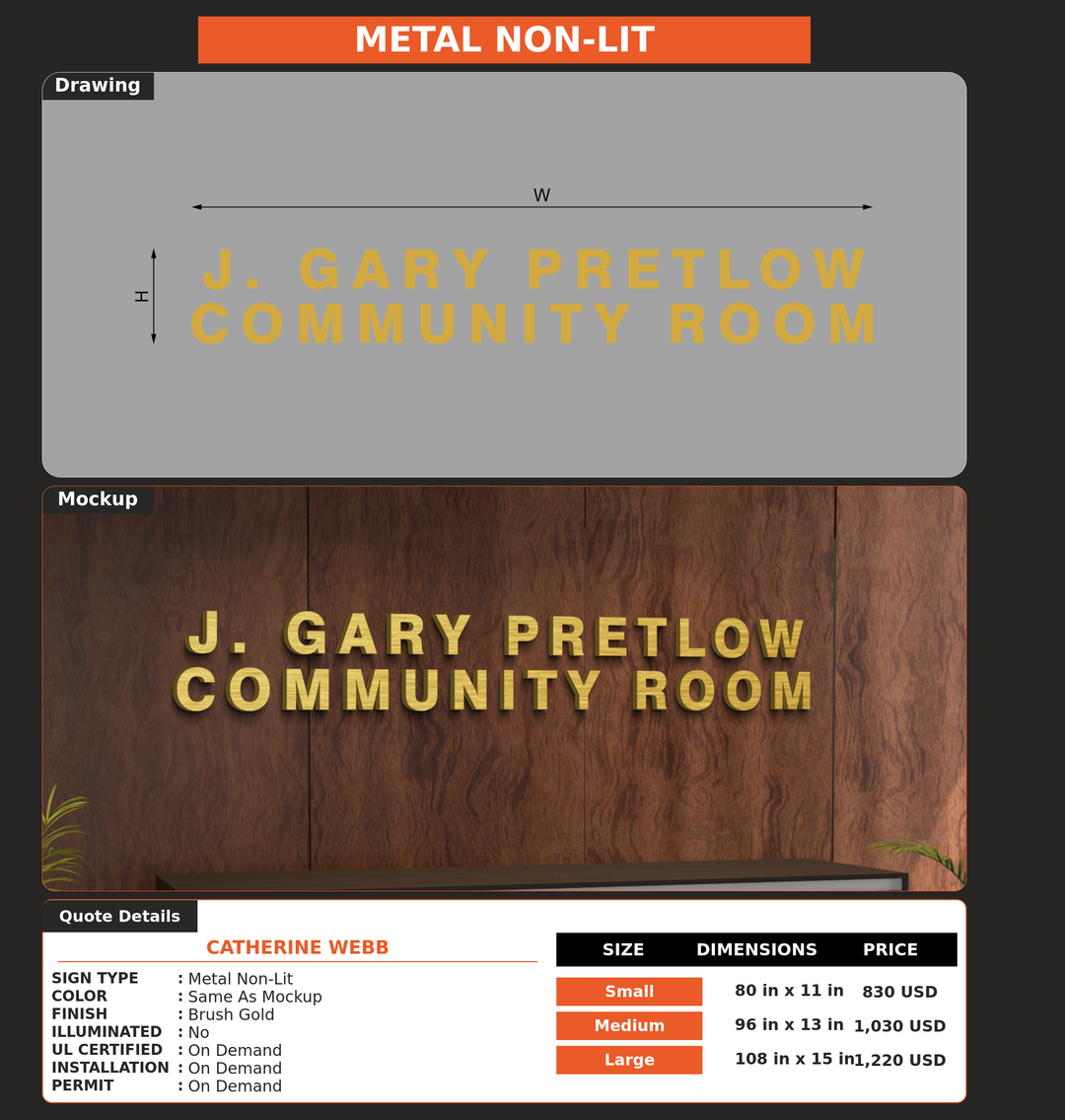 CUSTOM MOCKUP SIGN FOR Catherine Webb