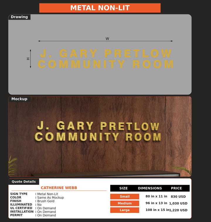 CUSTOM MOCKUP SIGN FOR Catherine Webb