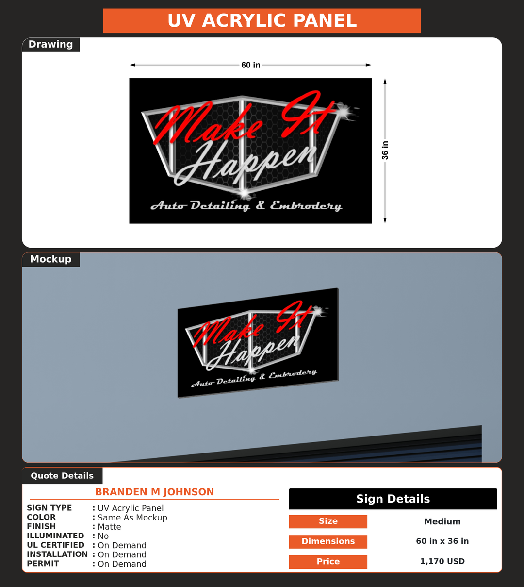 CUSTOM MOCKUP SIGN FOR Branden M Johnson