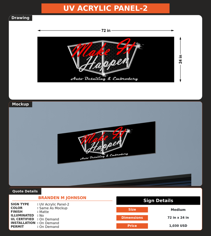 CUSTOM MOCKUP SIGN FOR Branden M Johnson