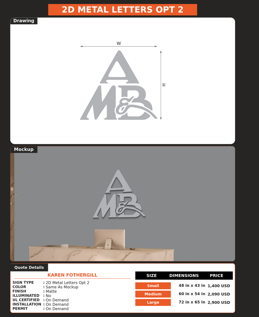 CUSTOM MOCKUP SIGN FOR KAREN FOTHERGILL