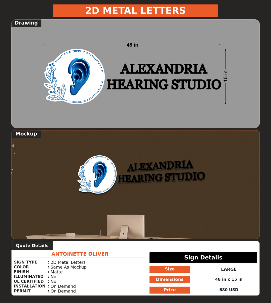 CUSTOM MOCKUP SIGN FOR ANTOINETTE OLIVER