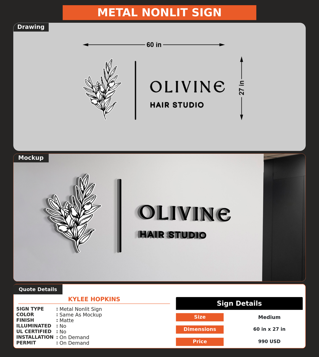 CUSTOM MOCKUP SIGN FOR Kylee Hopkins