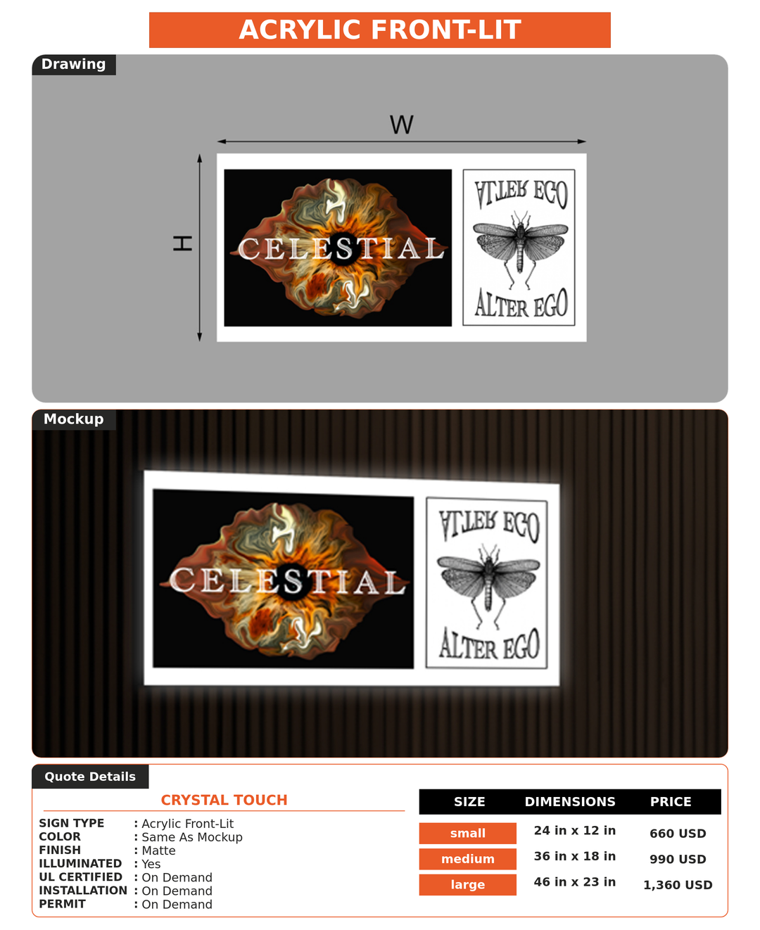CUSTOM MOCKUP SIGN FOR Crystal Touch