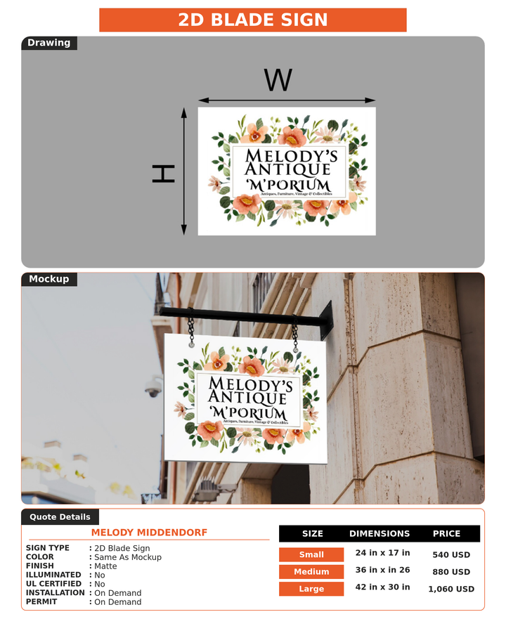 CUSTOM MOCKUP SIGN FOR Melody Middendorf