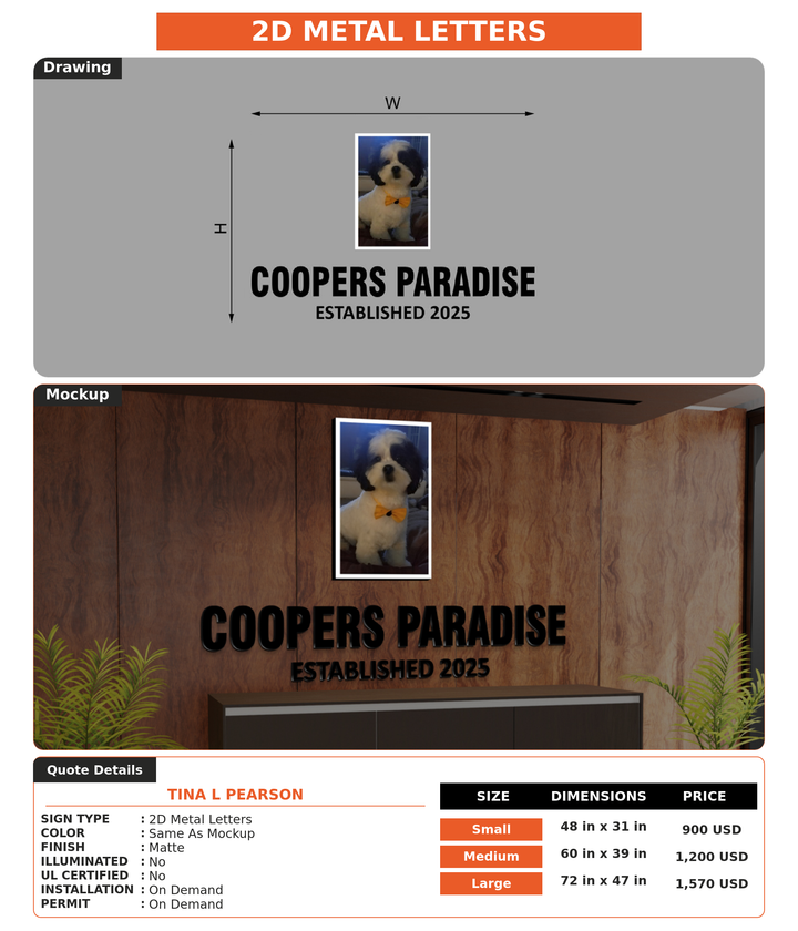 CUSTOM MOCKUP SIGN FOR Tina L Pearson