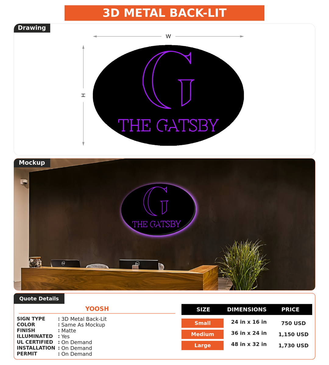 CUSTOM MOCKUP SIGN FOR Yoosh