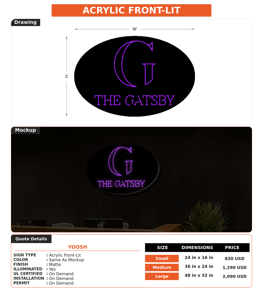 CUSTOM MOCKUP SIGN FOR Yoosh