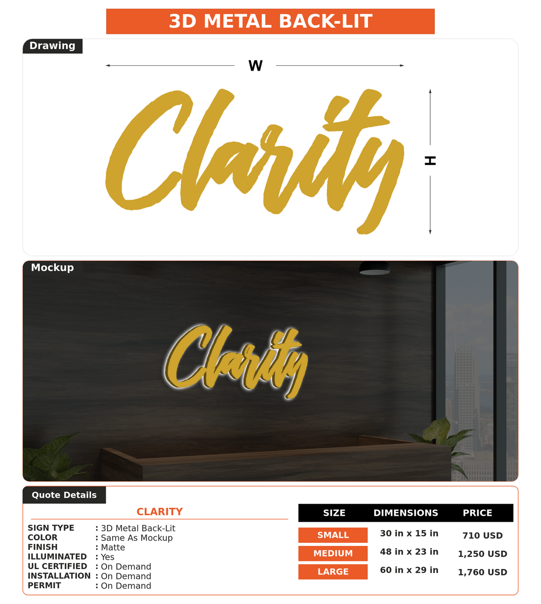 CUSTOM MOCKUP SIGN FOR Clarity
