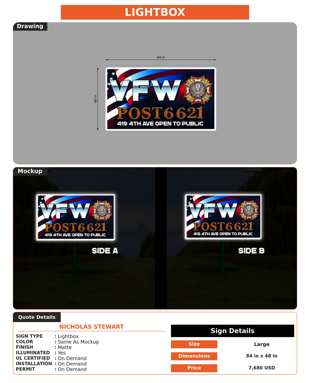 CUSTOM MOCKUP SIGN FOR Nicholas Stewart
