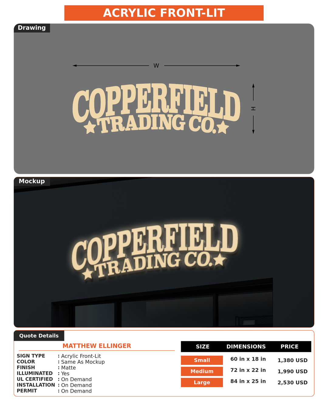 CUSTOM MOCKUP SIGN FOR Matthew Ellinger