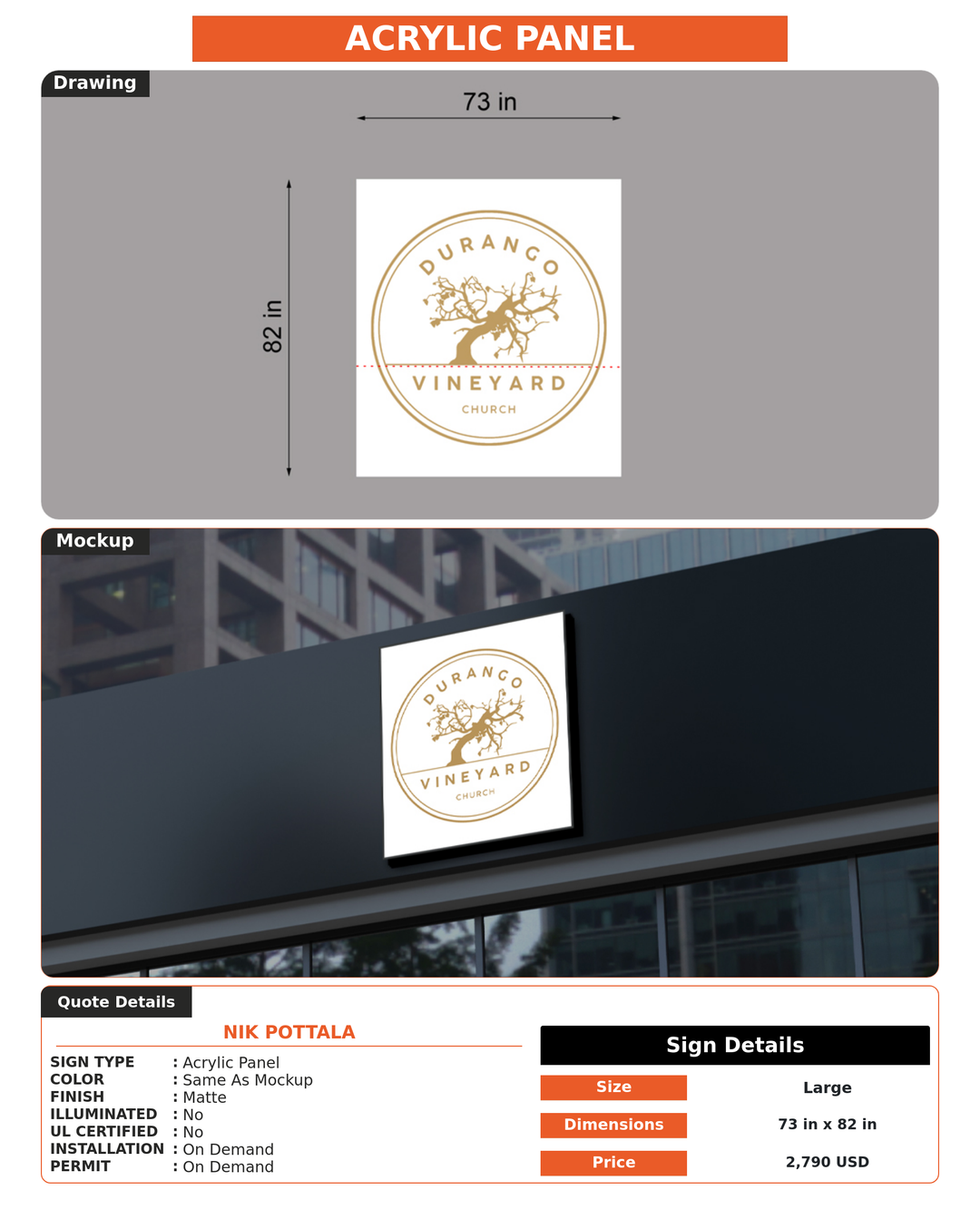 CUSTOM MOCKUP SIGN FOR Nik Pottala