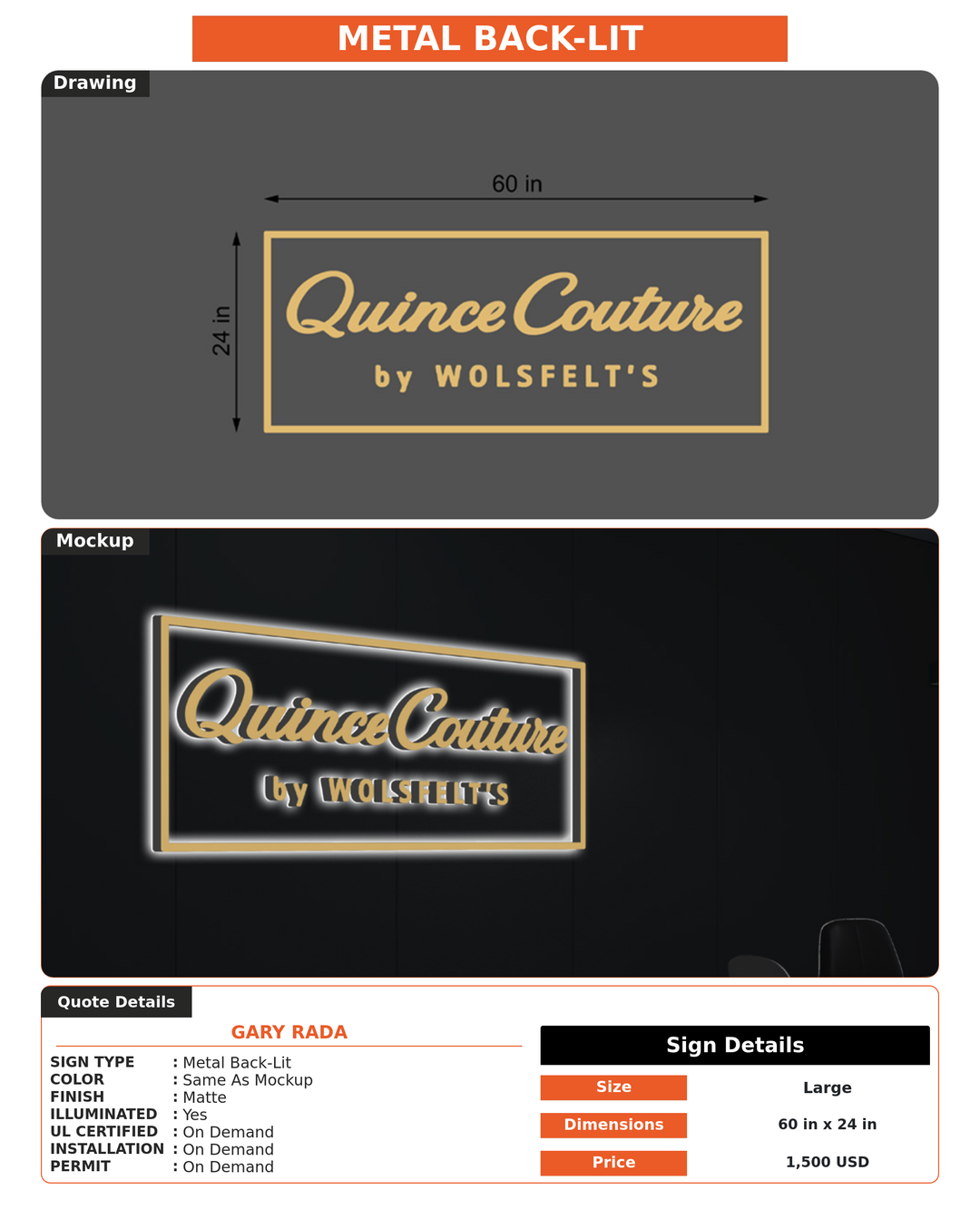 CUSTOM MOCKUP SIGN FOR Gary rada