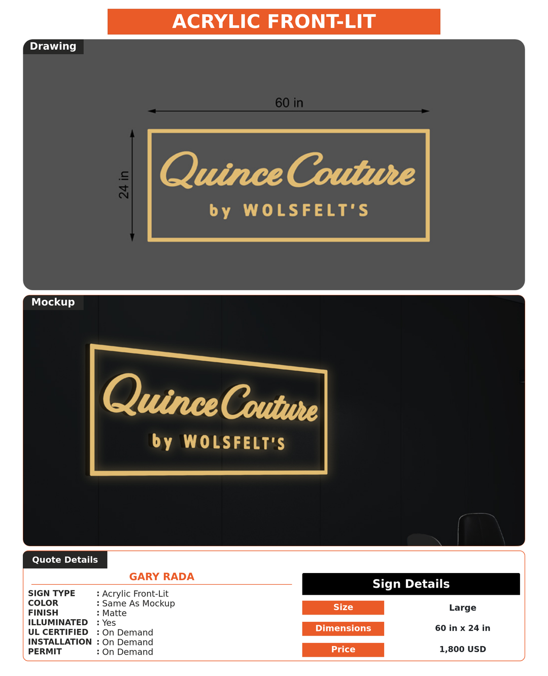 CUSTOM MOCKUP SIGN FOR Gary rada