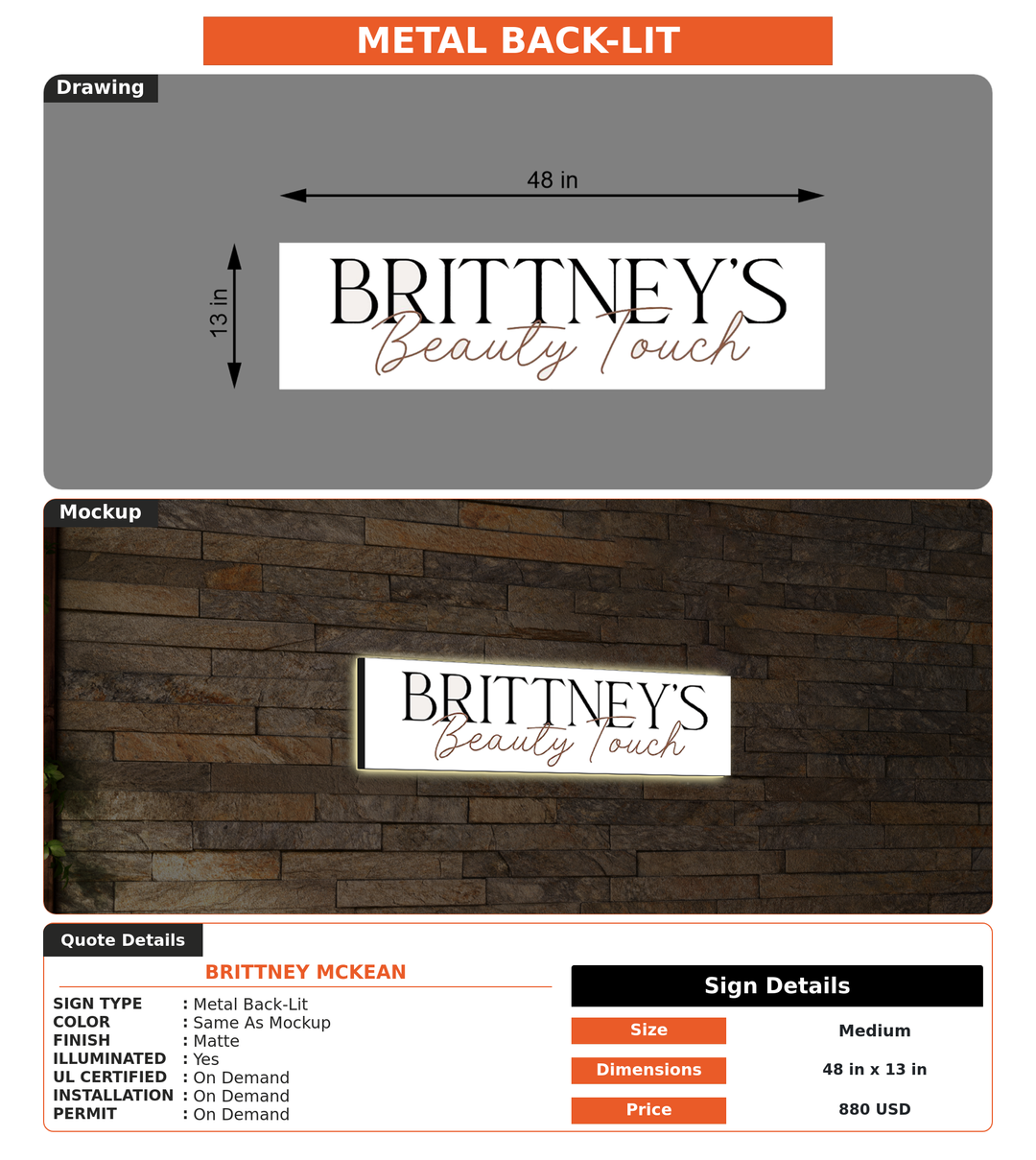 CUSTOM MOCKUP SIGN FOR Brittney McKean
