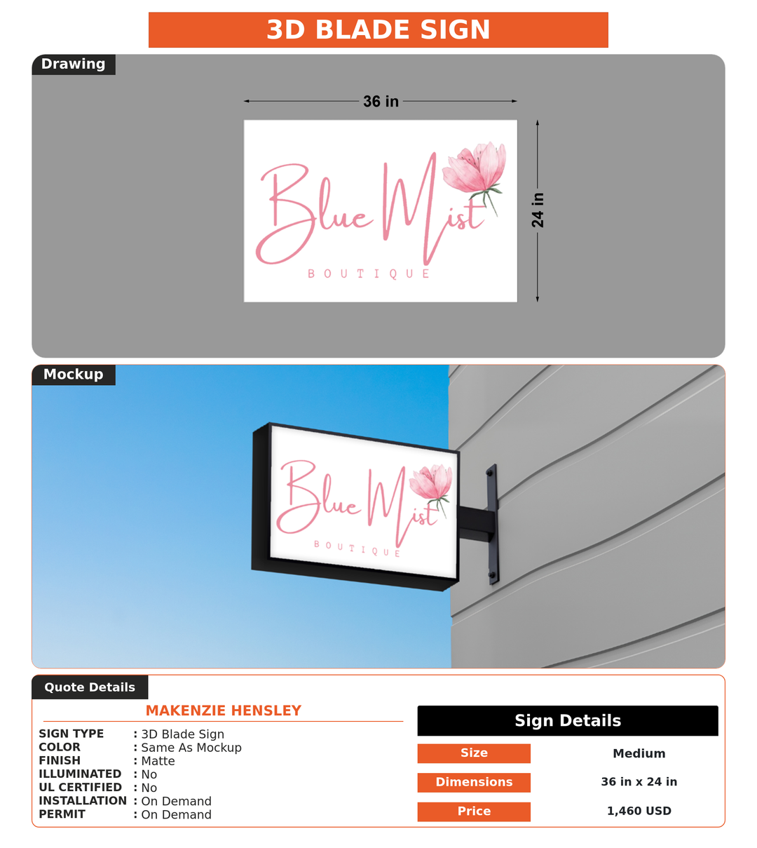 CUSTOM MOCKUP SIGN FOR Makenzie Hensley