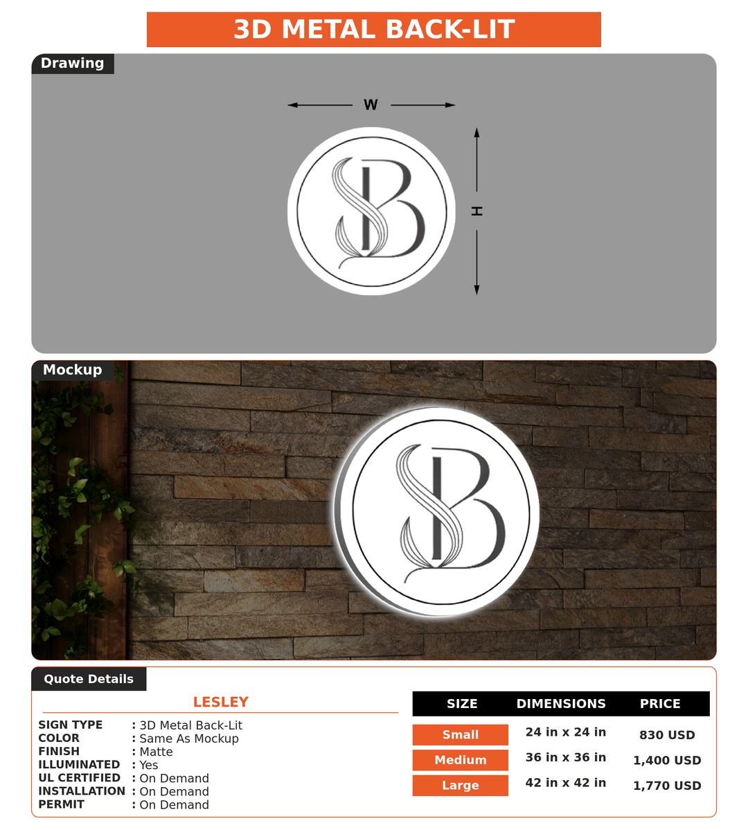 CUSTOM MOCKUP SIGN FOR Lesley