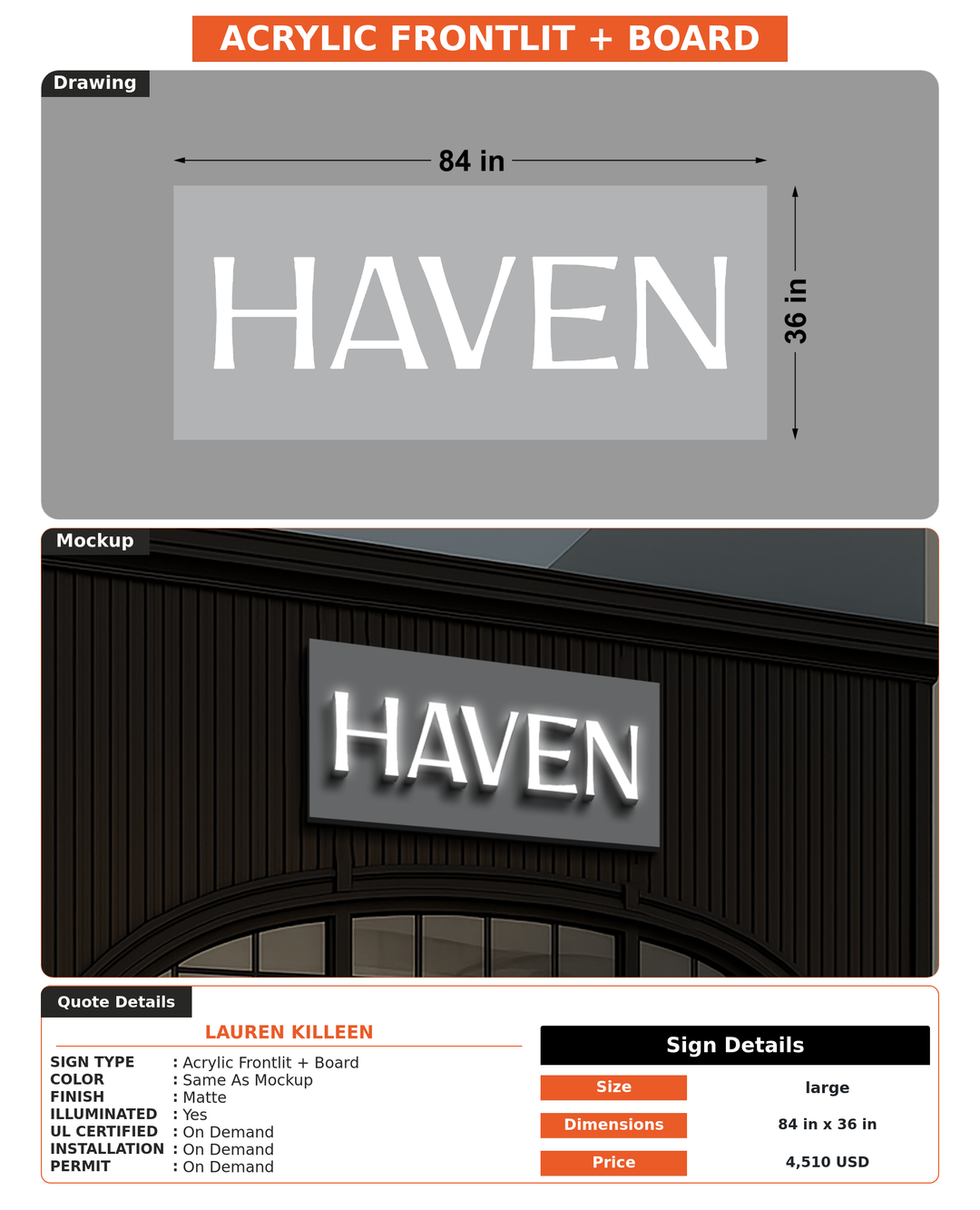 CUSTOM MOCKUP SIGN FOR Lauren Killeen