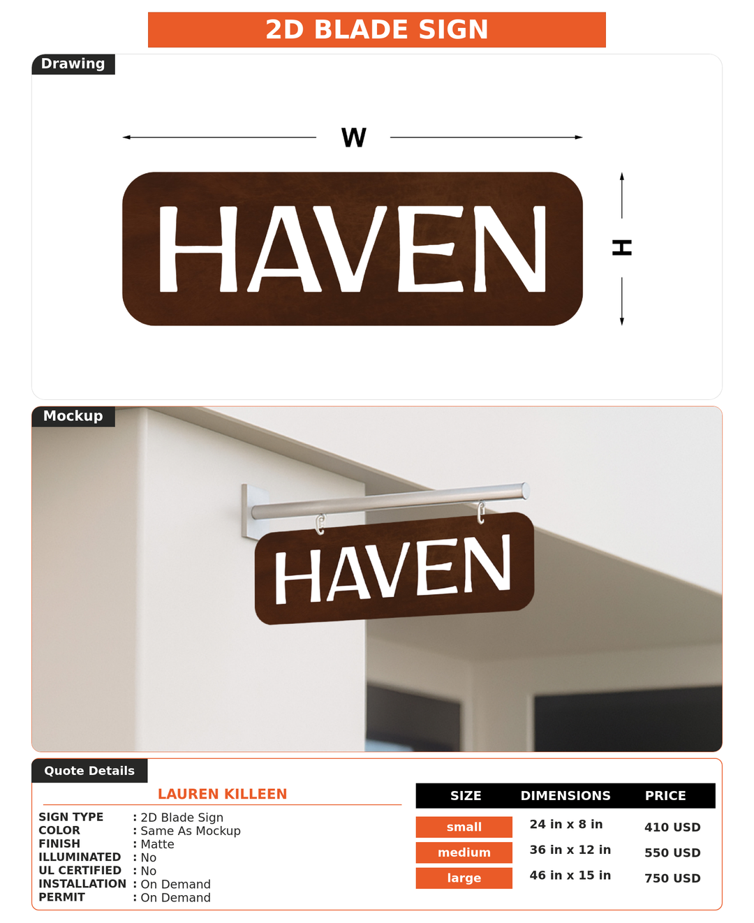 CUSTOM MOCKUP SIGN FOR Lauren Killeen