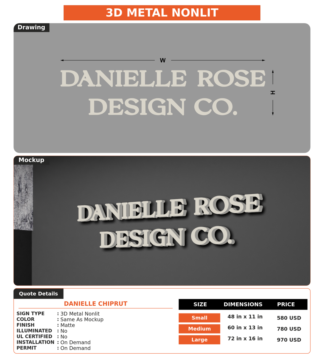 CUSTOM MOCKUP SIGN FOR Danielle Chiprut