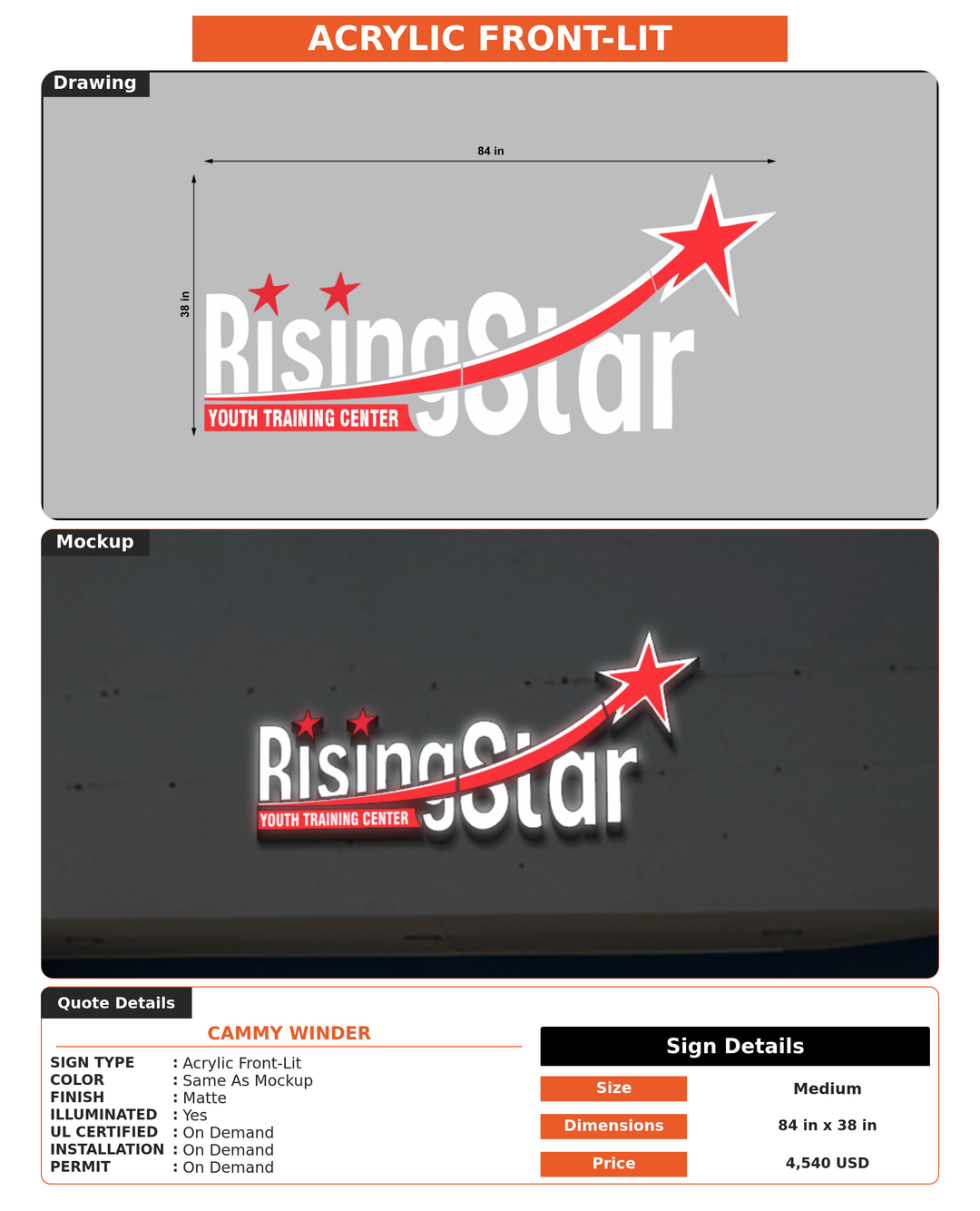CUSTOM MOCKUP SIGN FOR Cammy Winder
