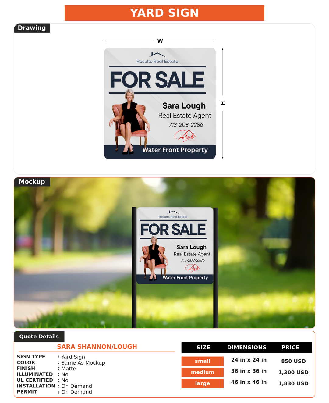 CUSTOM MOCKUP SIGN FOR Sara Shannon/Lough