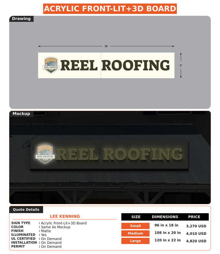CUSTOM MOCKUP SIGN FOR Lee Kenning