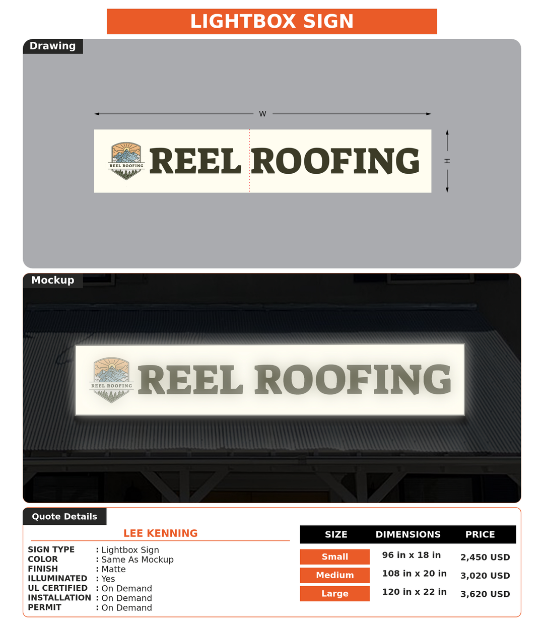 CUSTOM MOCKUP SIGN FOR Lee Kenning