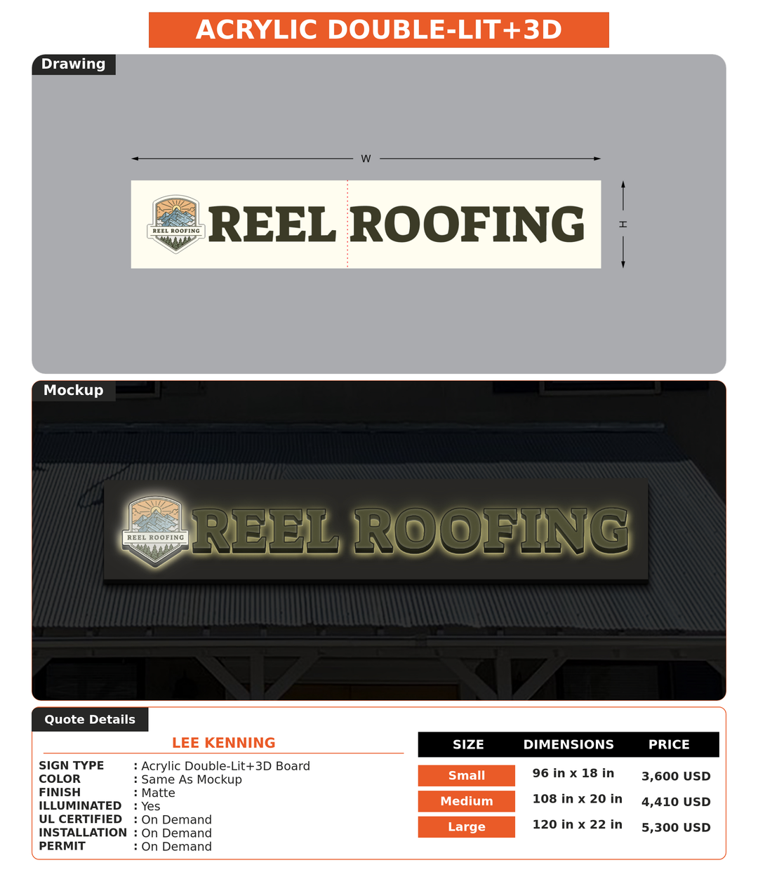 CUSTOM MOCKUP SIGN FOR Lee Kenning