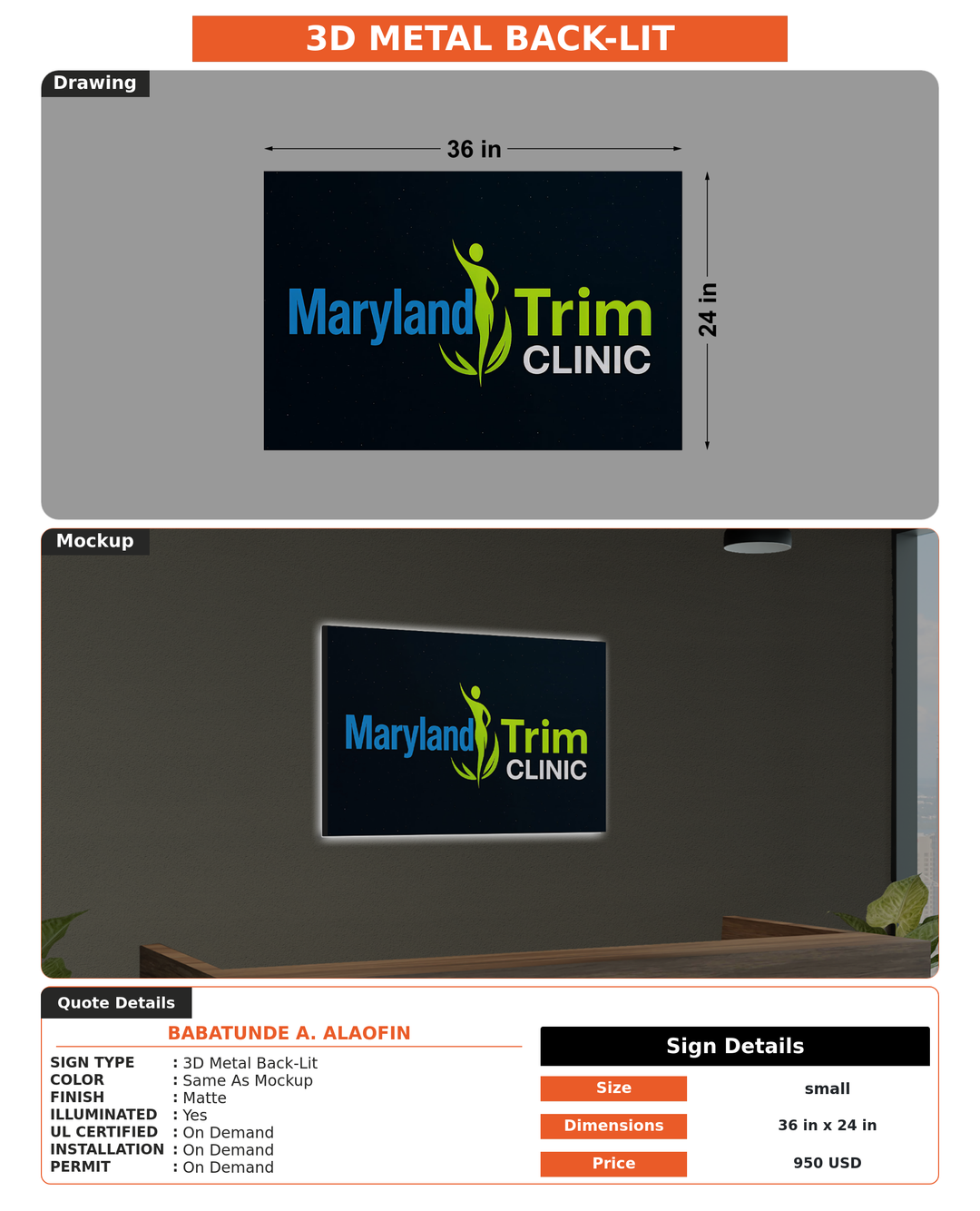 CUSTOM MOCKUP SIGN FOR Babatunde A. Alaofin