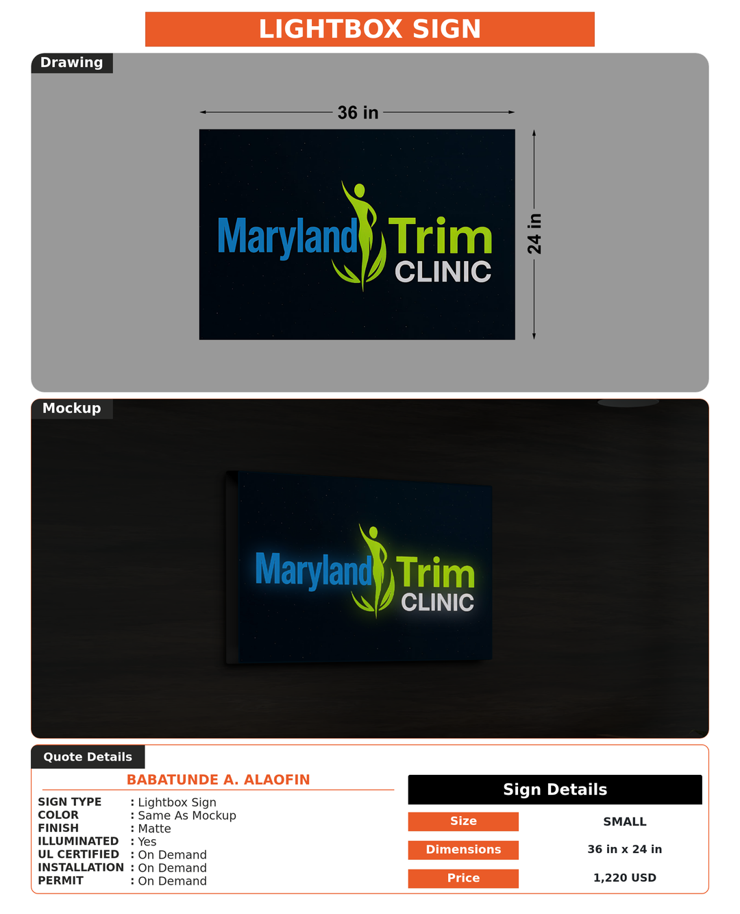 CUSTOM MOCKUP SIGN FOR Babatunde A. Alaofin