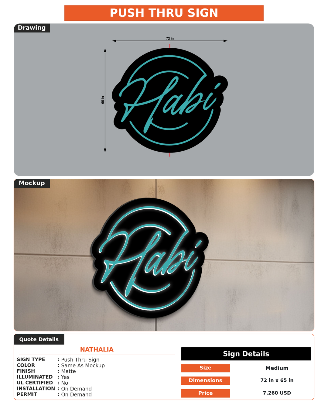 CUSTOM MOCKUP SIGN FOR Nathalia