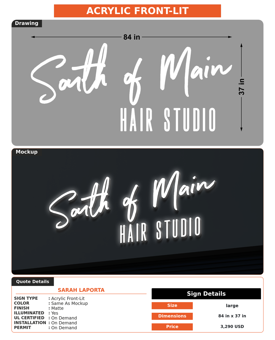 CUSTOM MOCKUP SIGN FOR Sarah LaPorta
