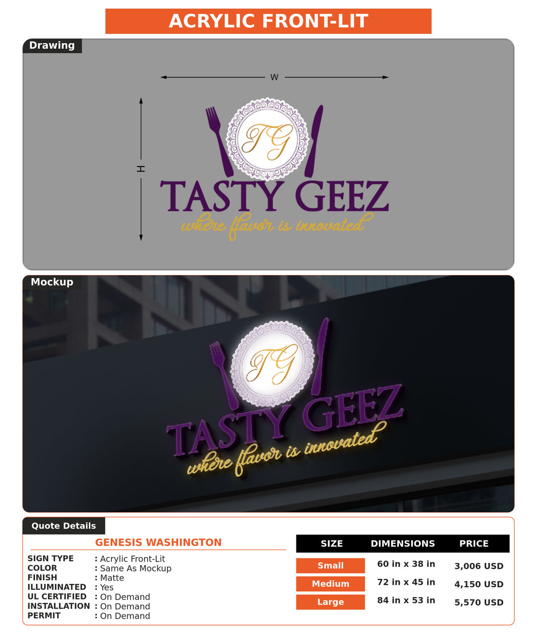 CUSTOM MOCKUP SIGN FOR Genesis Washington