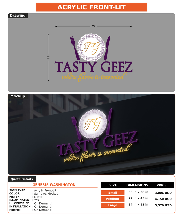 CUSTOM MOCKUP SIGN FOR Genesis Washington