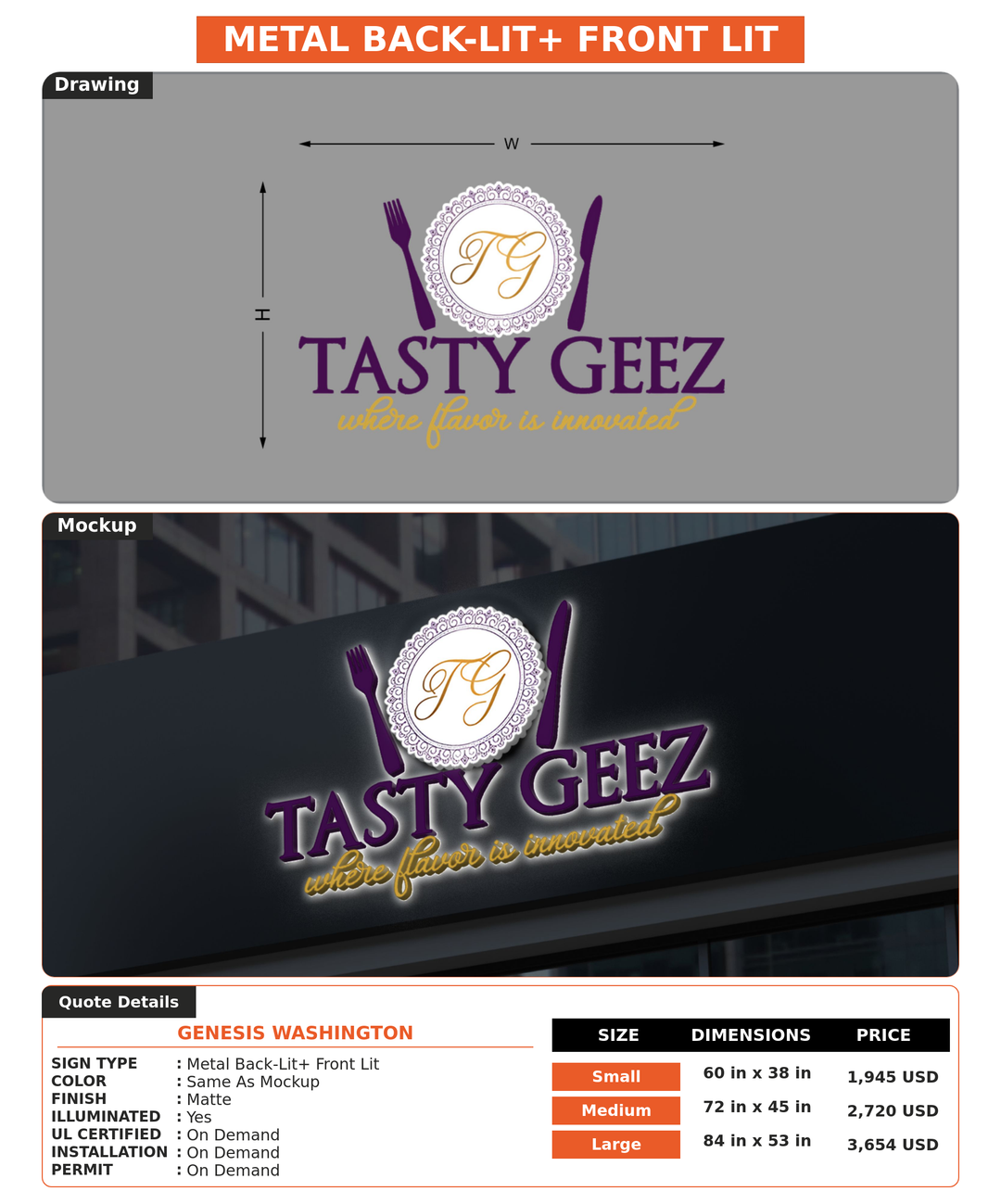 CUSTOM MOCKUP SIGN FOR Genesis Washington