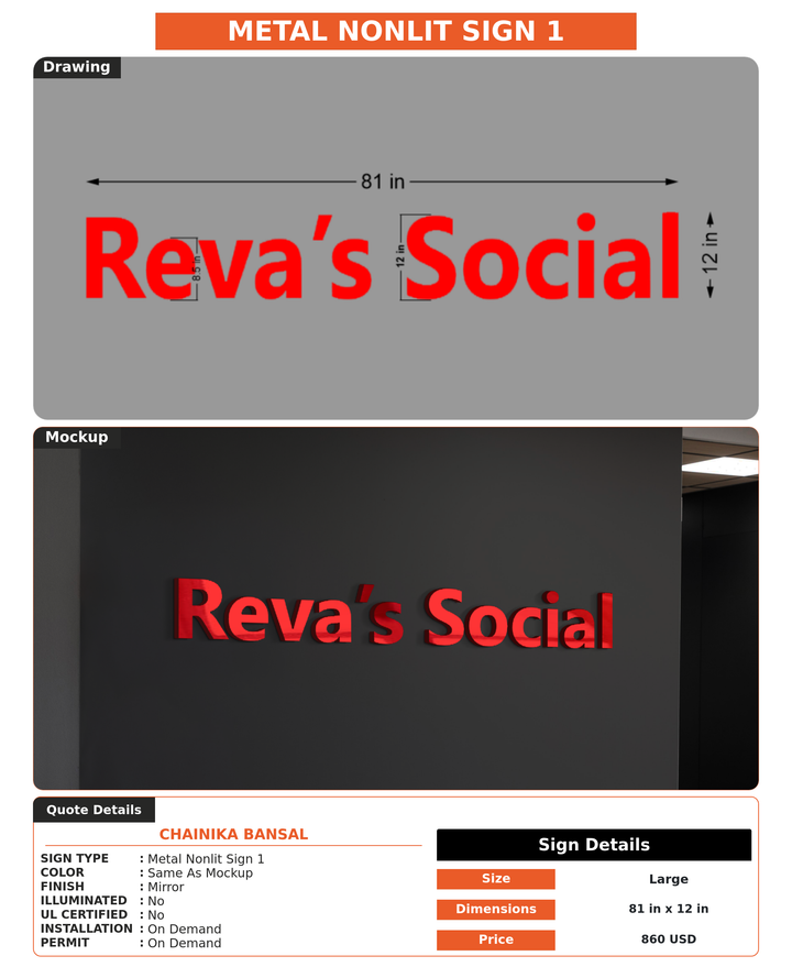 CUSTOM MOCKUP SIGN FOR Chainika Bansal
