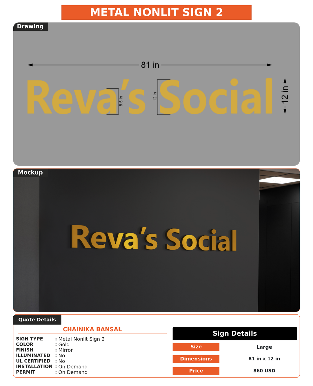 CUSTOM MOCKUP SIGN FOR Chainika Bansal