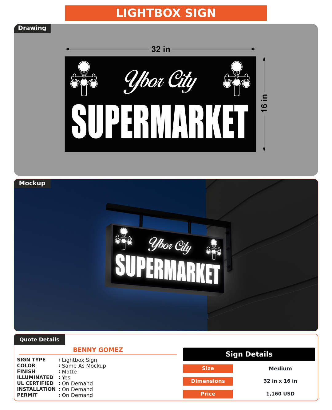 CUSTOM MOCKUP SIGN FOR Benny Gomez