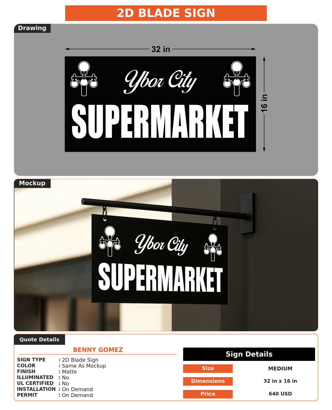 CUSTOM MOCKUP SIGN FOR Benny Gomez