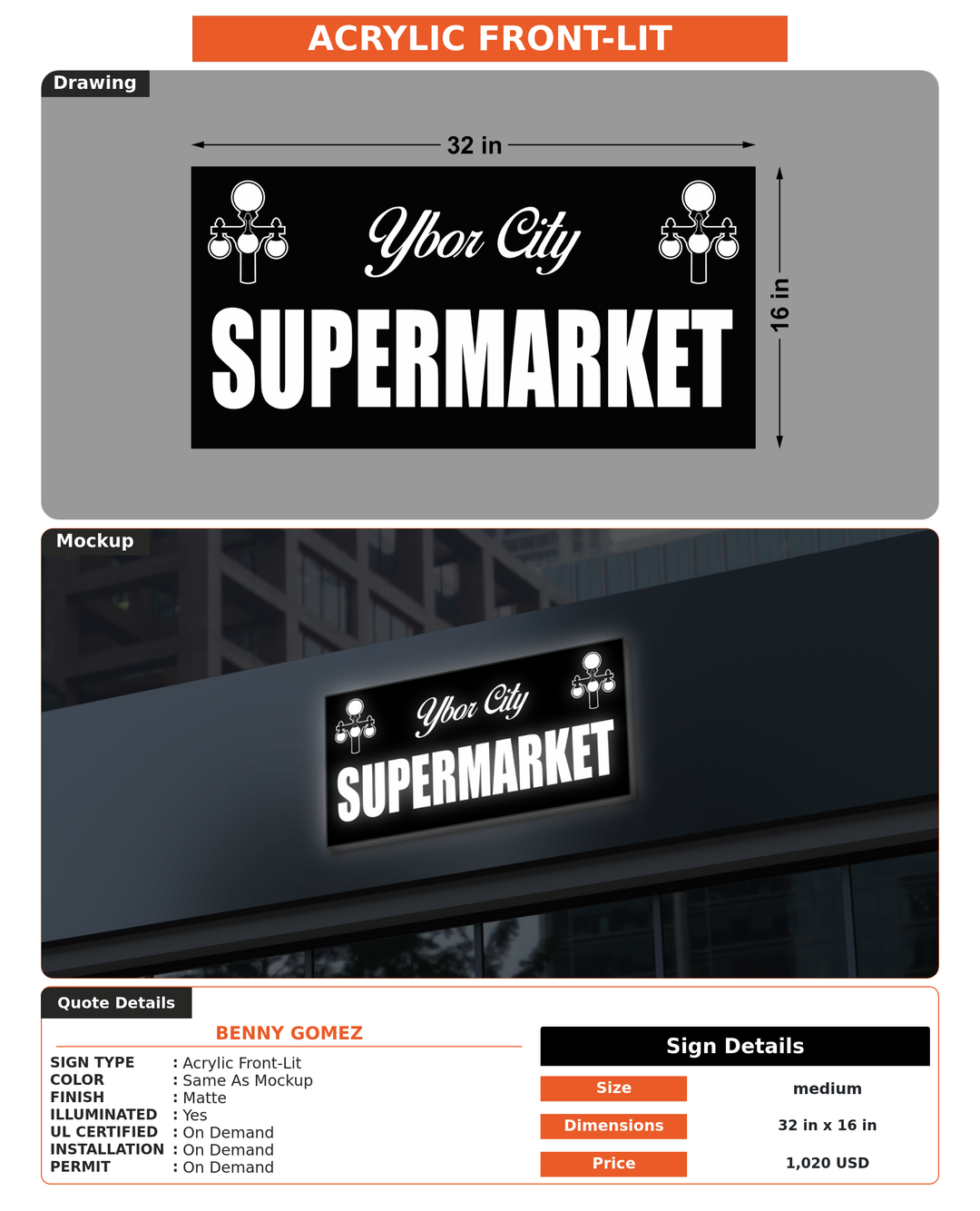 CUSTOM MOCKUP SIGN FOR Benny Gomez