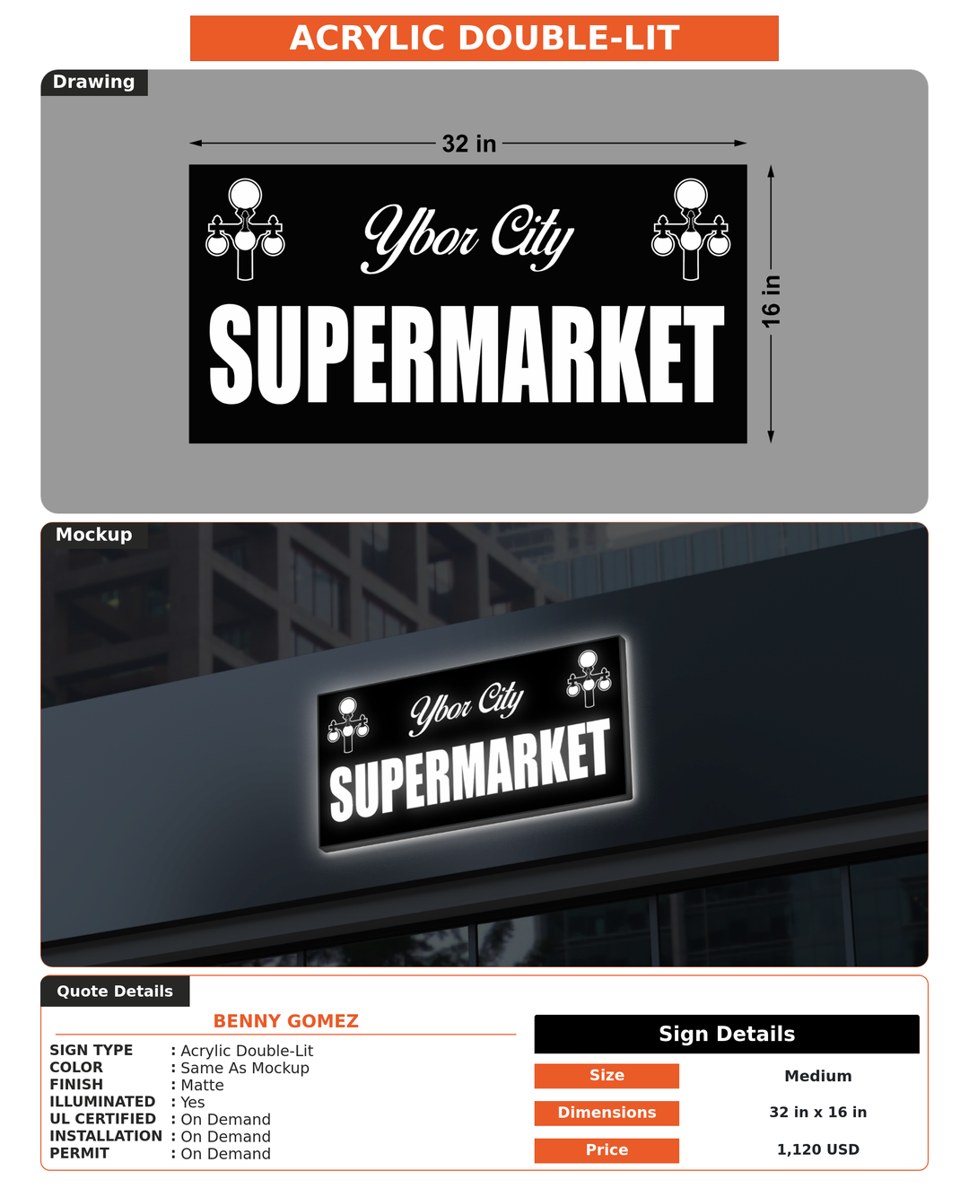 CUSTOM MOCKUP SIGN FOR Benny Gomez