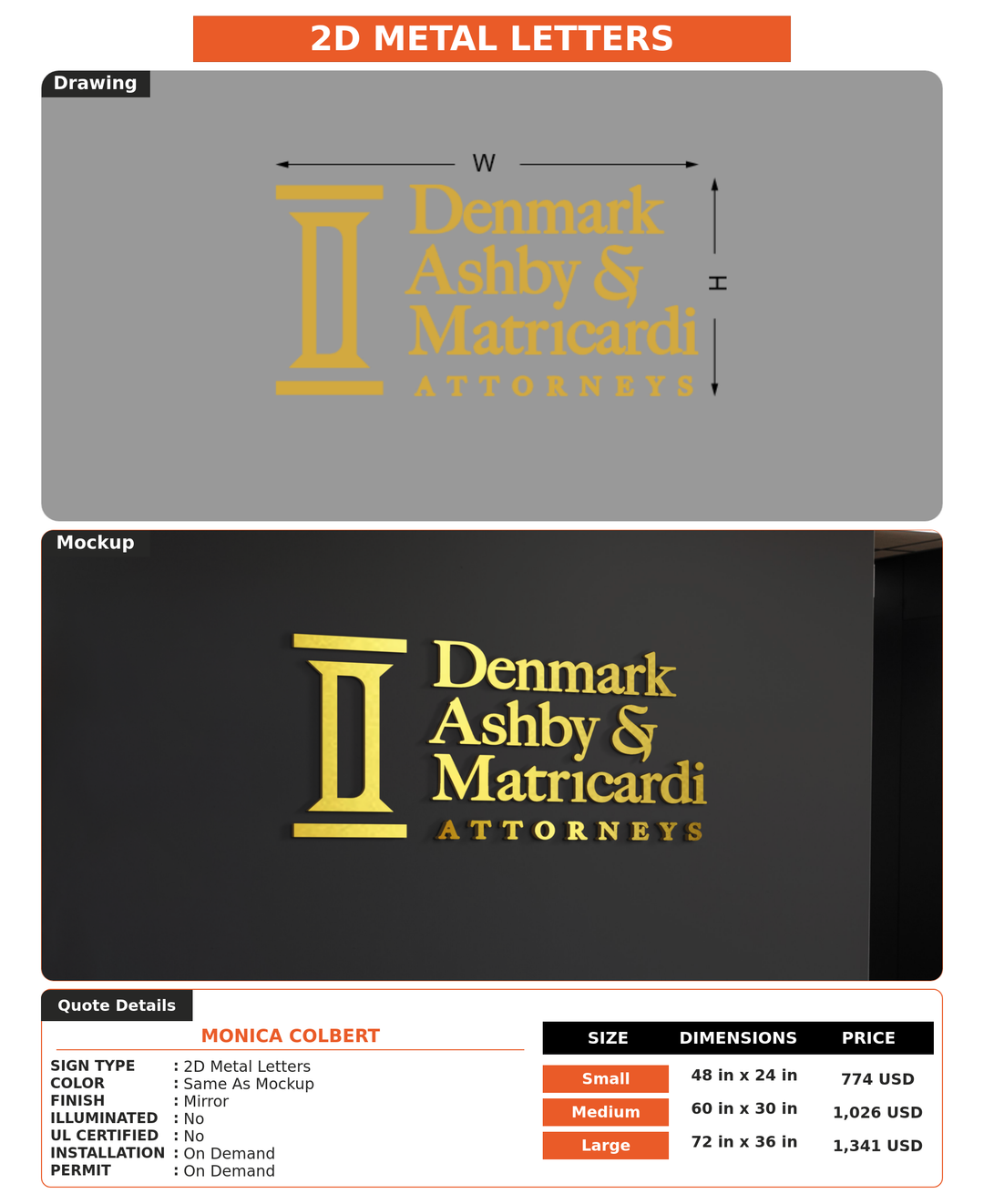 CUSTOM MOCKUP SIGN FOR Monica Colbert