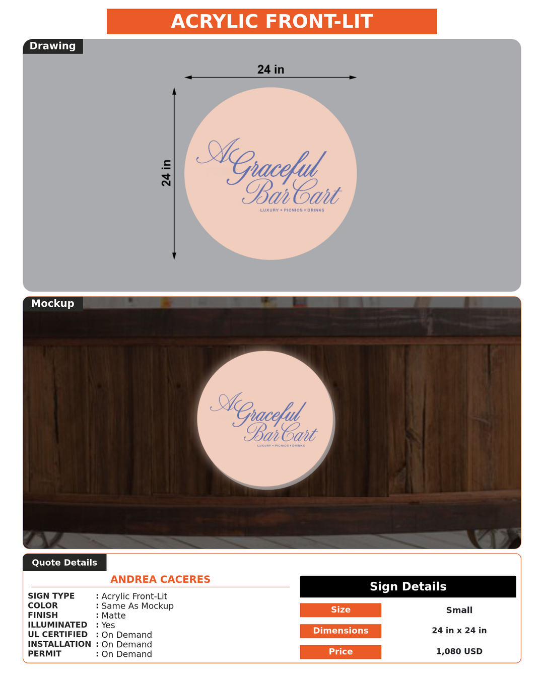 CUSTOM MOCKUP SIGN FOR Andrea Caceres