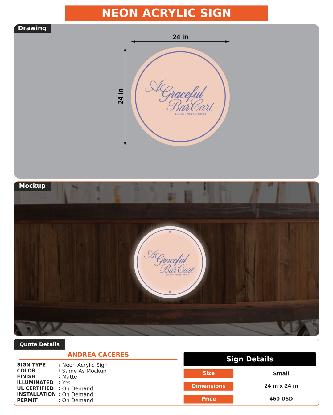 CUSTOM MOCKUP SIGN FOR Andrea Caceres