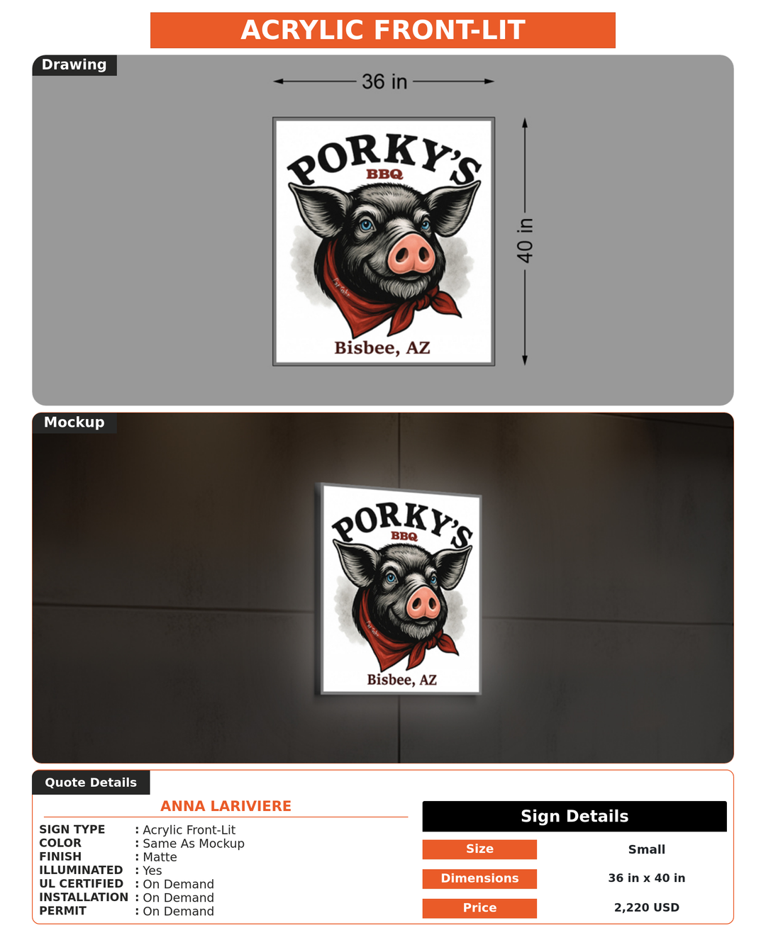 CUSTOM MOCKUP SIGN FOR Anna Lariviere