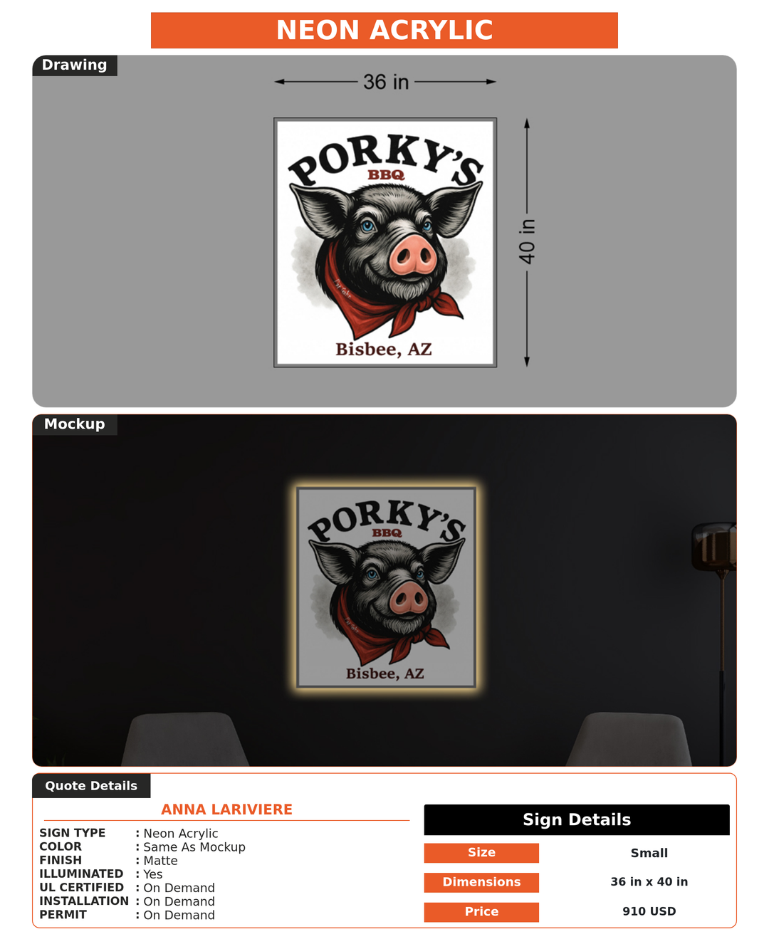 CUSTOM MOCKUP SIGN FOR Anna Lariviere